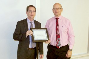 Dr. Rob Gratton (left) pictured with Dr. Michael Rieder, Chair of the AMOSO Innovation Fund Sub-Committee